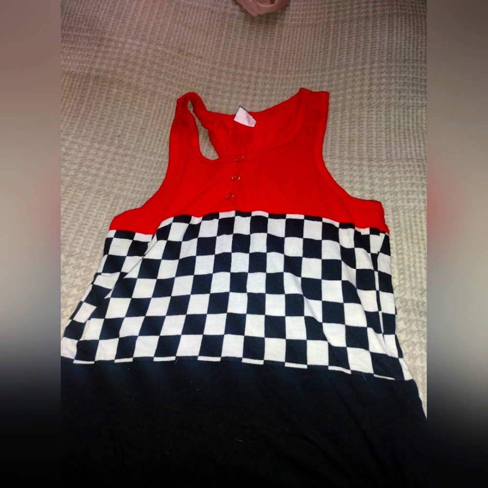 Red and Black Checkered Tank Top